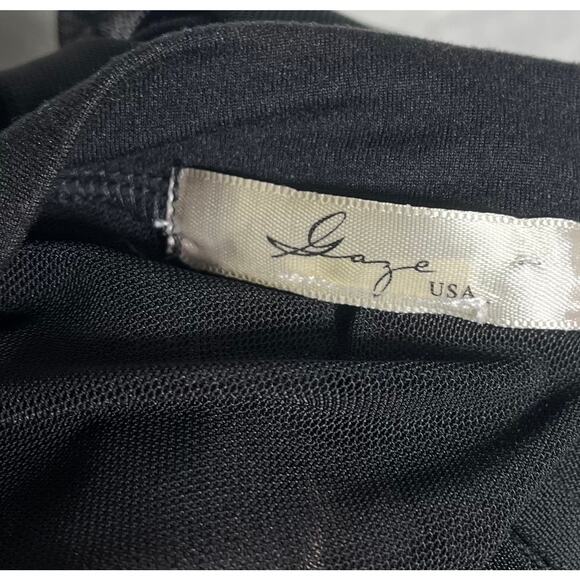 Gaze USA Black Mesh Solid Neck Waist Cuff Band Layering Top Fits M/L Sexy Club - Picture 3 of 3